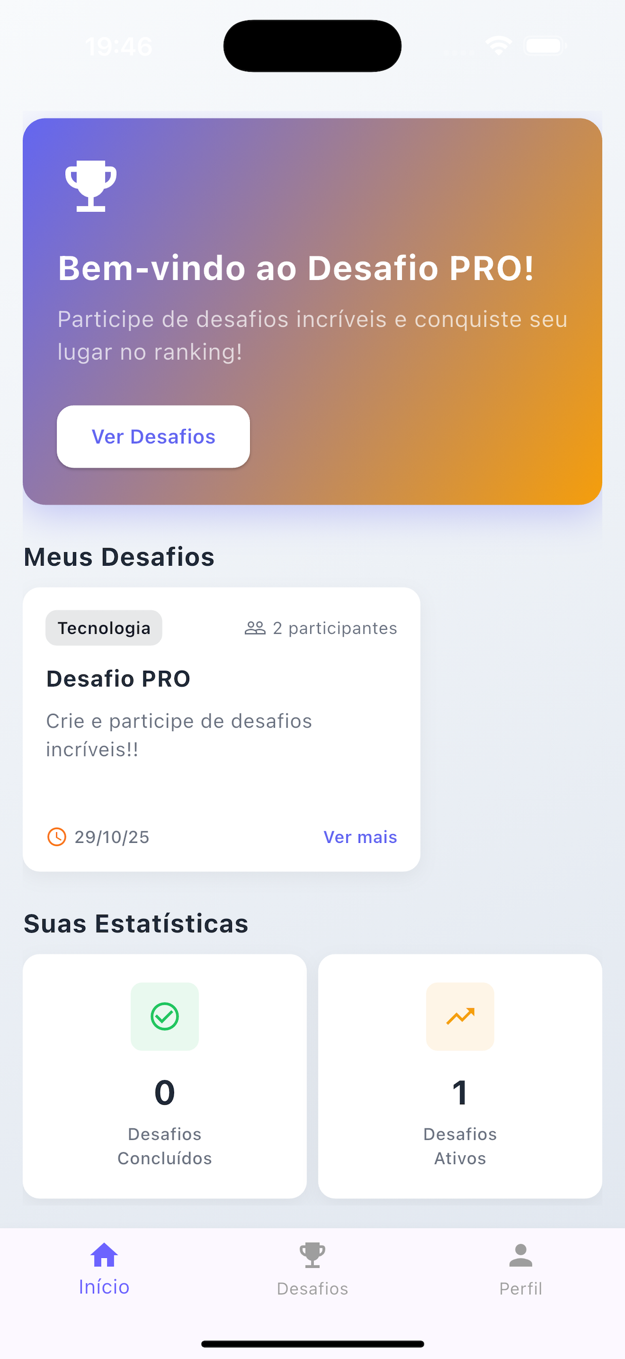 DesafioPro App Interface